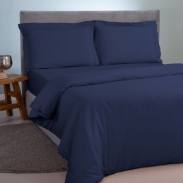 Παπλωματοθήκη Satin Plain Navy Blue Aslanis Home King Size 260x240cm 100% Βαμβακοσατέν