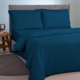 Παπλωματοθήκη Satin Plain Dark Blue Aslanis Home Υπέρδιπλο 220x240cm 100% Βαμβακοσατέν