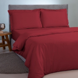Παπλωματοθήκη Satin Plain Bordo Aslanis Home Ημίδιπλο 160x220cm 100% Βαμβακοσατέν