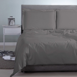 Σεντόνι Satin Plain Dark Grey Aslanis Home King Size 260x265cm 100% Βαμβακοσατέν