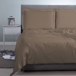 Σεντόνι Satin Plain Dark Brown Aslanis Home Υπέρδιπλο 250x270cm 100% Βαμβακοσατέν
