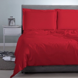 Σεντόνι Satin Plain Red Aslanis Home Υπέρδιπλο 250x270cm 100% Βαμβακοσατέν