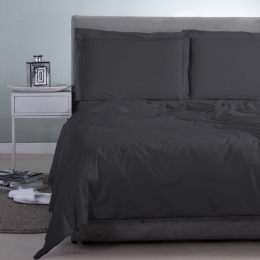 Σεντόνι Satin Plain Black Aslanis Home King Size 260x265cm 100% Βαμβακοσατέν
