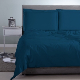 Σεντόνι Satin Plain Blue Aslanis Home Ημίδιπλο 170x270cm 100% Βαμβακοσατέν