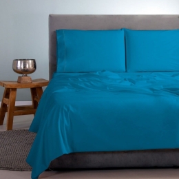Σεντόνι Satin Plain Turqoise Aslanis Home King Size 260x265cm 100% Βαμβακοσατέν