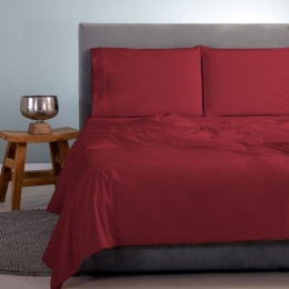 Σεντόνια Satin Plain (Σετ 3τμχ) Bordo Aslanis Home Ημίδιπλο 170x270cm 100% Βαμβακοσατέν