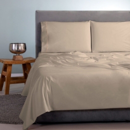 Σεντόνια Satin Plain (Σετ 4τμχ) Cream Aslanis Home Υπέρδιπλο 250x270cm 100% Βαμβακοσατέν