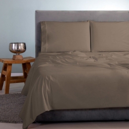 Σεντόνια Satin Plain (Σετ 4τμχ) Dark Brown Aslanis Home Υπέρδιπλο 250x270cm 100% Βαμβακοσατέν