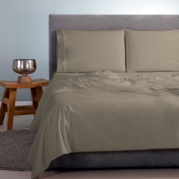 Σεντόνια Satin Plain (Σετ 3τμχ) Green-Olive Aslanis Home Ημίδιπλο 170x270cm 100% Βαμβακοσατέν