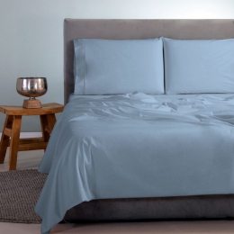 Σεντόνια Satin Plain (Σετ 3τμχ) Light Blue Aslanis Home Ημίδιπλο 170x270cm 100% Βαμβακοσατέν