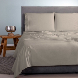 Σεντόνια Satin Plain (Σετ 4τμχ) Sand Aslanis Home King Size 260x265cm 100% Βαμβακοσατέν