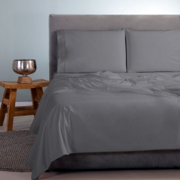 Σεντόνια Satin Plain (Σετ 3τμχ) Ultimate Grey Aslanis Home Ημίδιπλο 170x270cm 100% Βαμβακοσατέν