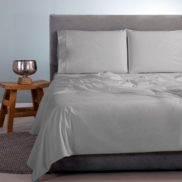 Σεντόνια Satin Plain (Σετ 4τμχ) Warm Grey Aslanis Home Υπέρδιπλο 250x270cm 100% Βαμβακοσατέν
