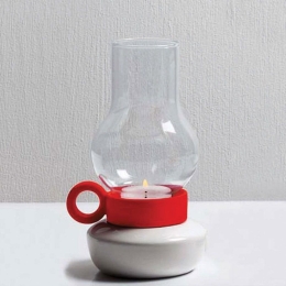 Κηροπήγιο - Βάση Ρεσώ Bugia h.18 White-Red Seletti Πορσελάνη,Γυαλί