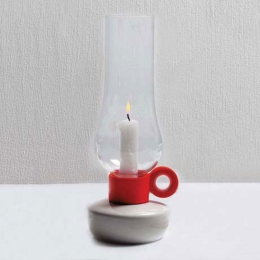 Κηροπήγιο - Φανάρι Lanterna 30cm White-Red Seletti Πορσελάνη,Γυαλί