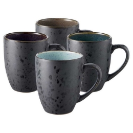 Κούπα Krus (Σετ 4Τμχ) 821232 300ml Black Bitz Κεραμικό