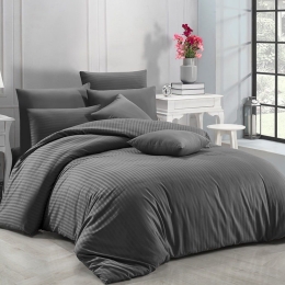 Παπλωματοθήκη Next 3194 Satin Stripe (Σετ 3τμχ) Anthracite Nexttoo Υπέρδιπλο 235x250cm 100% Βαμβάκι