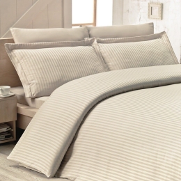 Παπλωματοθήκη Next 3194 Satin Stripe (Σετ 3τμχ) Beige Nexttoo Υπέρδιπλο 235x250cm 100% Βαμβάκι