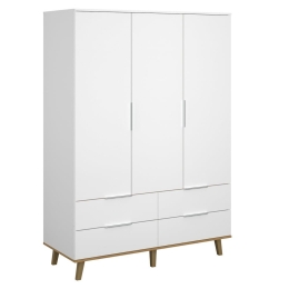 Ντουλάπα Neptune TO-NEPTUNE3D4S Τρίφυλλη 132x55x197cm White-Sonoma Τρίφυλλη
