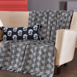 Ριχτάρι Domino 24 Grey-Ecru Kentia Πολυθρόνα 170x180cm Βαμβάκι-Ακρυλικό