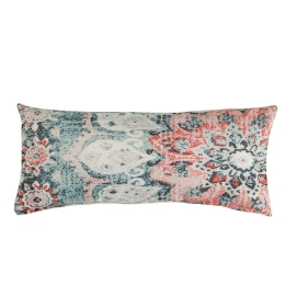 Μαξιλάρι Διακοσμητικό (Με Γέμιση) Casa 318 Green-Salmon Pink Kentia 30X60 Βαμβάκι-Πολυέστερ