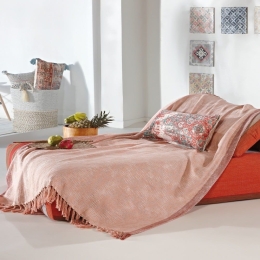 Ριχτάρι Elsa 18 Salmon Pink Kentia Τριθέσιο 180x280cm 100% Βαμβάκι