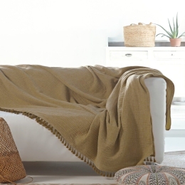 Ριχτάρι Greta 41 Ochre-Warm Yellow Kentia Πολυθρόνα 130x170cm 100% Βαμβάκι