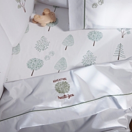 Σεντόνι Βρεφικό Willow (Σετ 3τμχ) Grey-Green Kentia Κούνιας 120x170cm 100% Βαμβακοσατέν