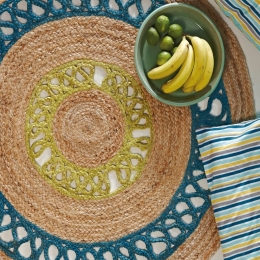 Χαλί Yute 226 Natural Yute-Petrol-Lime Kentia 150X150cm Round