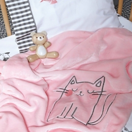 Κουβέρτα Βρεφική Kitty Cat Velour Fleece Pink Kentia Αγκαλιάς 80x110cm Πολυέστερ