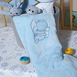 Κουβέρτα Βρεφική Orbit Velour Fleece Baby Blue Kentia Κούνιας 100x140cm Πολυέστερ