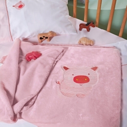Κουβέρτα Βρεφική Piglet Velour Fleece Pink Kentia Κούνιας 100x140cm Πολυέστερ