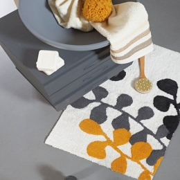 Πατάκι Μπάνιου Lamar Off White-Mustard-Grey Kentia 60 x 90 100% Βαμβάκι