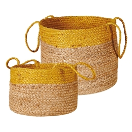 Καλάθια Cestino 233 (Σετ 2τμχ) Beige-Yellow Kentia Βαμβάκι,Jute