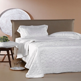 Κουβερλί Carlota (Σετ 3τμχ) White Kentia Υπέρδιπλο 230x250cm 100% Βαμβακοσατέν