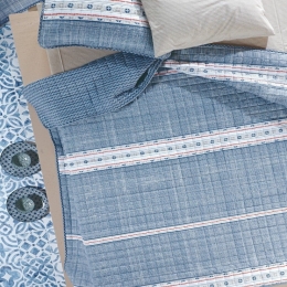 Κουβερλί Smith 01 Beige-Blue Kentia Μονό 160x240cm Microfiber-Polyester