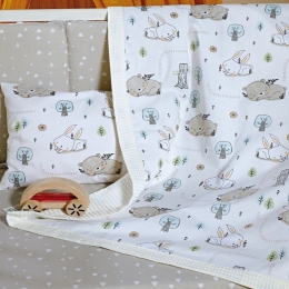 Κουβέρτα Βρεφική Misty Διπλής Όψης Ecru-Beige-Green Kentia Κούνιας 100x150cm 100% Βαμβάκι