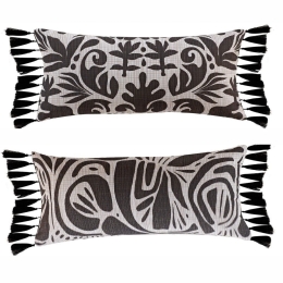 Μαξιλάρι Διακοσμητικό (Με Γέμιση) Fancy S23 01 Beige-Black Kentia 30X60 Βαμβάκι-Πολυέστερ