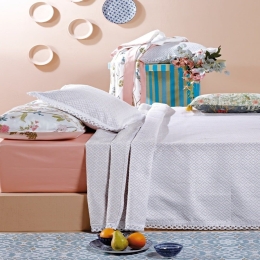 Μαξιλαροθήκη Dorothy 26 Light Grey-White Kentia 50Χ70 Βαμβάκι-Πολυέστερ
