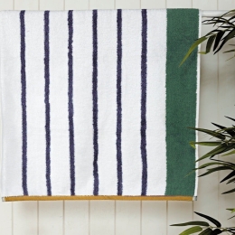 Πετσέτα Drake 02 White-Green-Mustard Kentia Προσώπου 50x90cm 100% Βαμβάκι