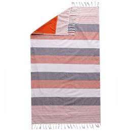Πετσέτα Θαλάσσης - Παρεό Διπλής Όψης Aruba 231 Grey-Peach-Ecru Kentia Θαλάσσης 80x160cm Βαμβάκι-Μικροφίμπρα