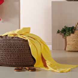 Πετσέτα Θαλάσσης - Παρεό Kasos 03 Mustard Kentia Θαλάσσης 90x180cm 100% Βαμβάκι