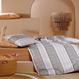 Σεντόνια Smith 26 (Σετ 3τμχ) Beige-Brown-Terracotta Kentia Μονό 160x270cm 100% Βαμβάκι