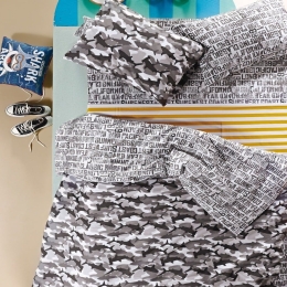Σεντόνια Παιδικά Sharky (Σετ 3τμχ) Dark Grey-Light Grey Kentia Μονό 160x270cm 100% Βαμβάκι