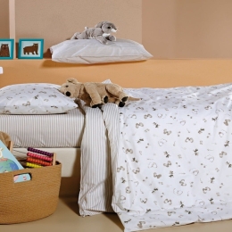 Σεντόνια Παιδικά Tulia (Σετ 3τμχ) Ecru-Beige-Brown Kentia Μονό 160x255cm 100% Βαμβάκι