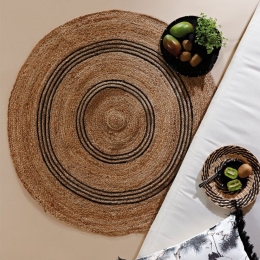 Χαλάκι Yute 232 Beige-Black Kentia 120X120cm Round