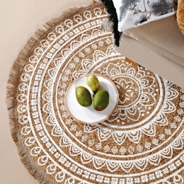 Χαλάκι Yute 235 Beige-White Kentia 150X150cm Round