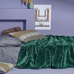 Κουβέρτα Βελουτέ Bella 36 Emerald Kentia Ημίδιπλο 180x220cm Πολυέστερ