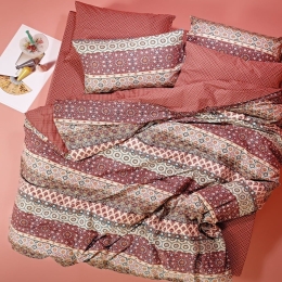 Πάπλωμα Esmeralda 17 Bordo-Beige Kentia Υπέρδιπλο 220x240cm 100% Βαμβάκι