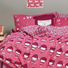 Πάπλωμα Παιδικό Hiroco Red-Pink-Eggplant Kentia Μονό 160x240cm 100% Βαμβάκι